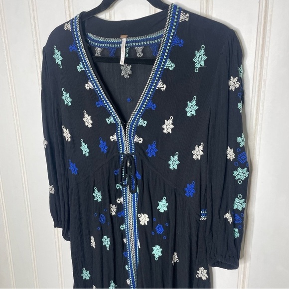 Free People Star Gazer Embroidered Tunic Dress Boho Dress XS 276 - Picture 3 of 10